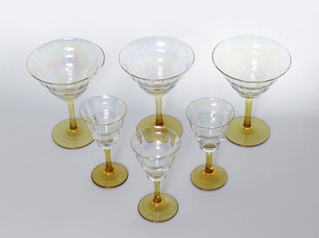 Art Deco Kristallen Glasservies - Iriserend, Ophalen