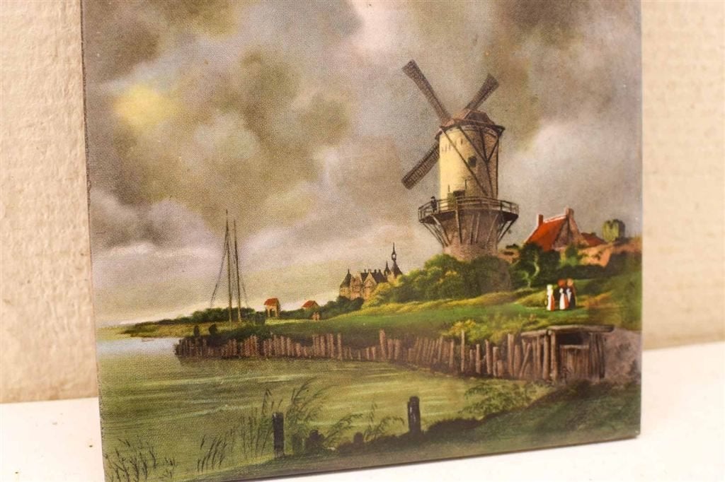 wandtegel met prent van een molen 47985, Ophalen of Verzenden, Gebruikt
