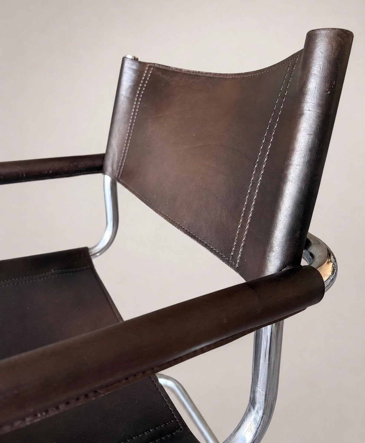 6 Mart Stam S34 chairs, Linea Veam, Italië, c80s, Bruin Leer, Huis en Inrichting, Stoelen, Ophalen, Gebruikt, Mart Stam s34 Bauhaus Vintage Design