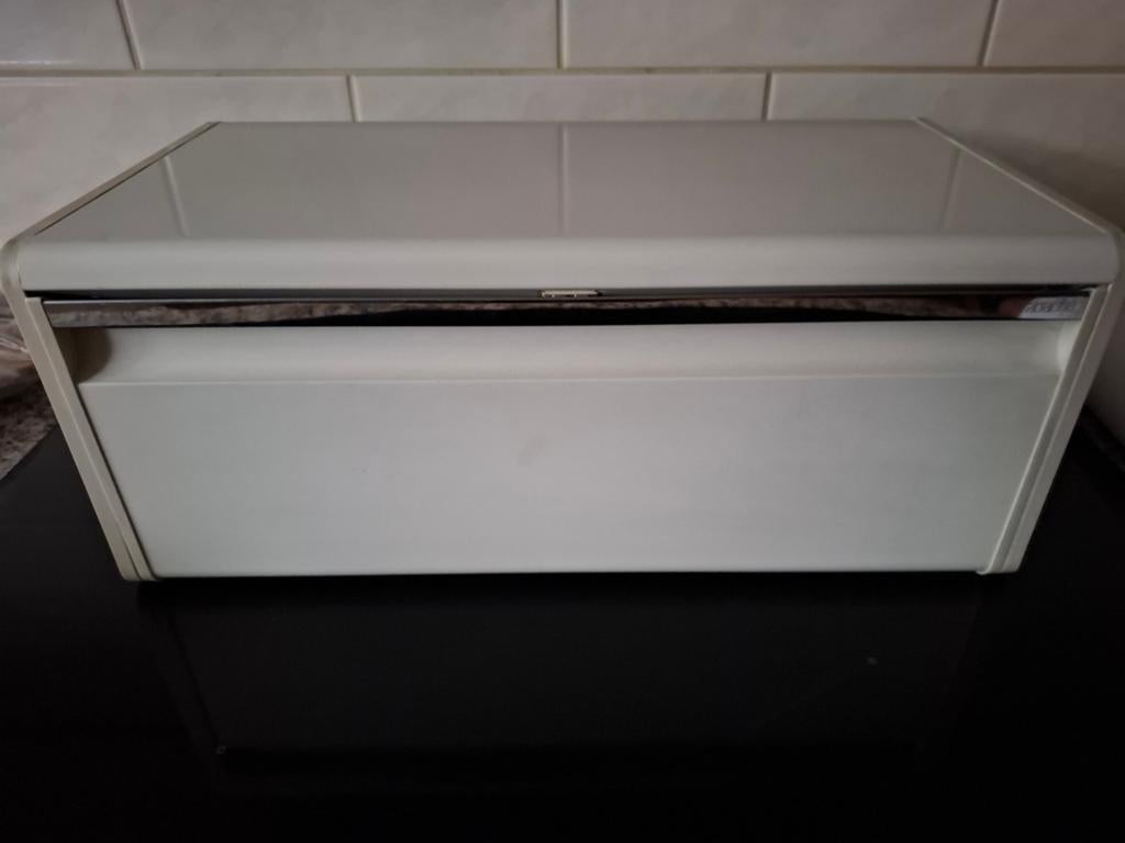 Witte broodtrommel - Brabantia, Gebruikt, Ophalen of Verzenden, Metaal, Brabantia