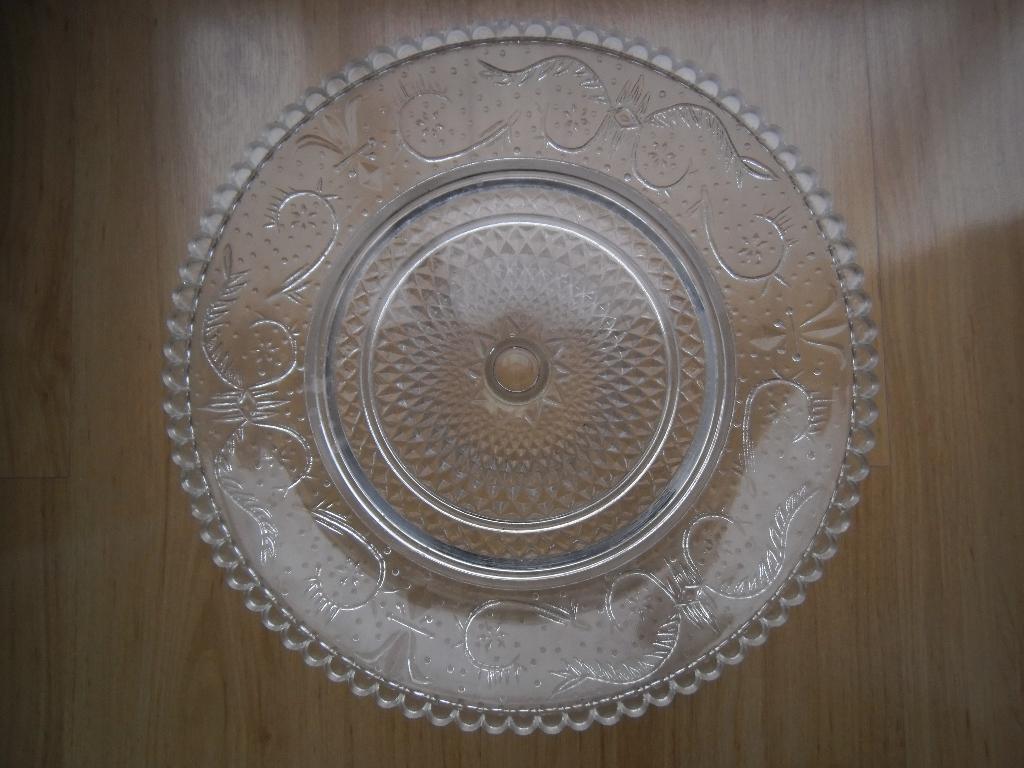 vintage gebaksschaal taartschaal op voet, Gebruikt, Ophalen of Verzenden, Overige stijlen, Glas