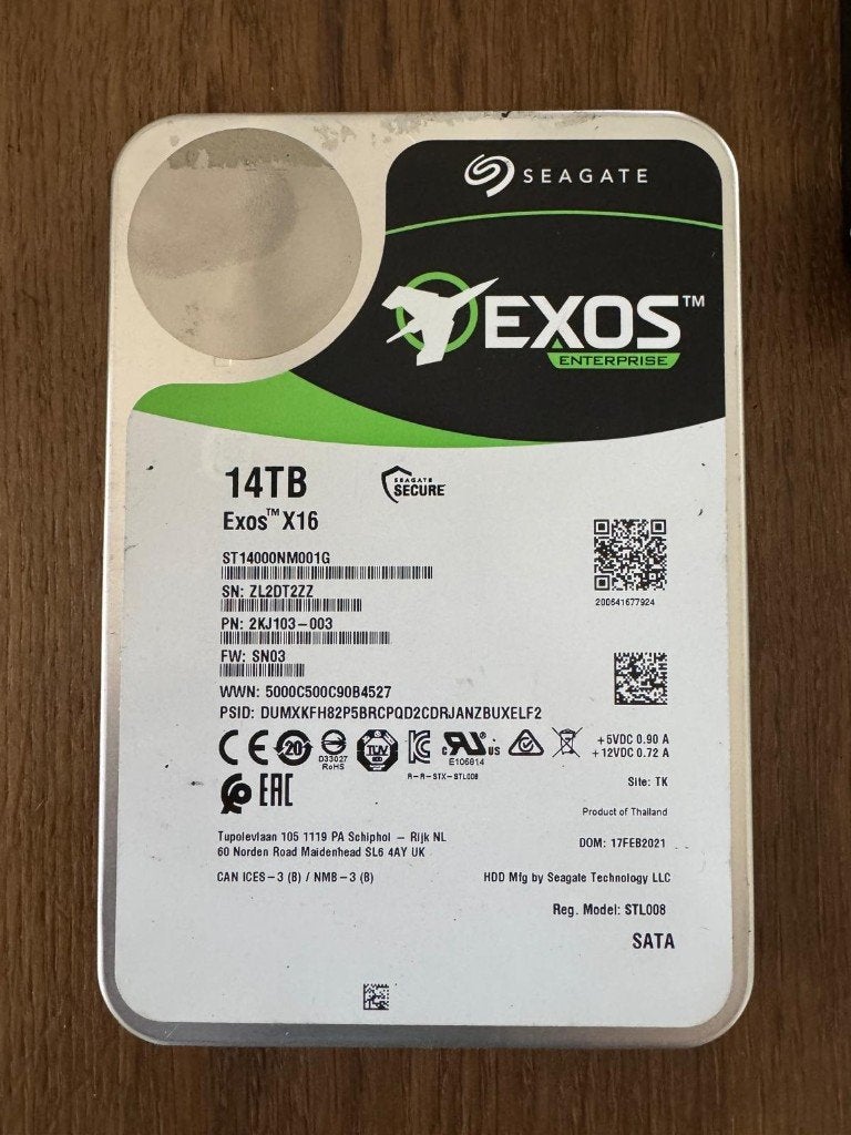 Seagate Exos X16 14TB SATA HDD – Volledig getest, Computers en Software, Harde schijven, Ophalen, Intern, Gebruikt, Server