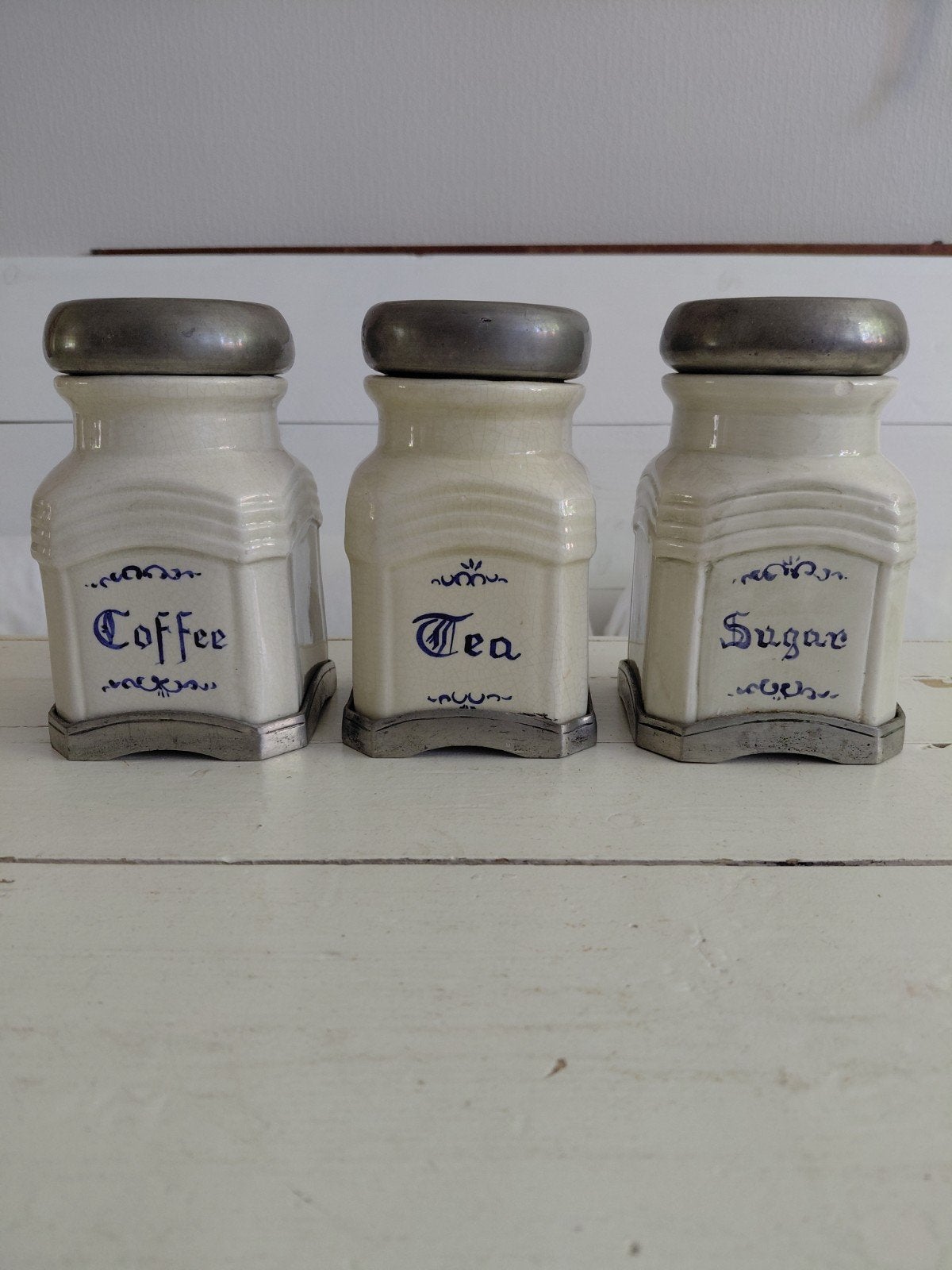 Mooi bijzonder trio met bodem en deksel van 95% tin, Ophalen of Verzenden