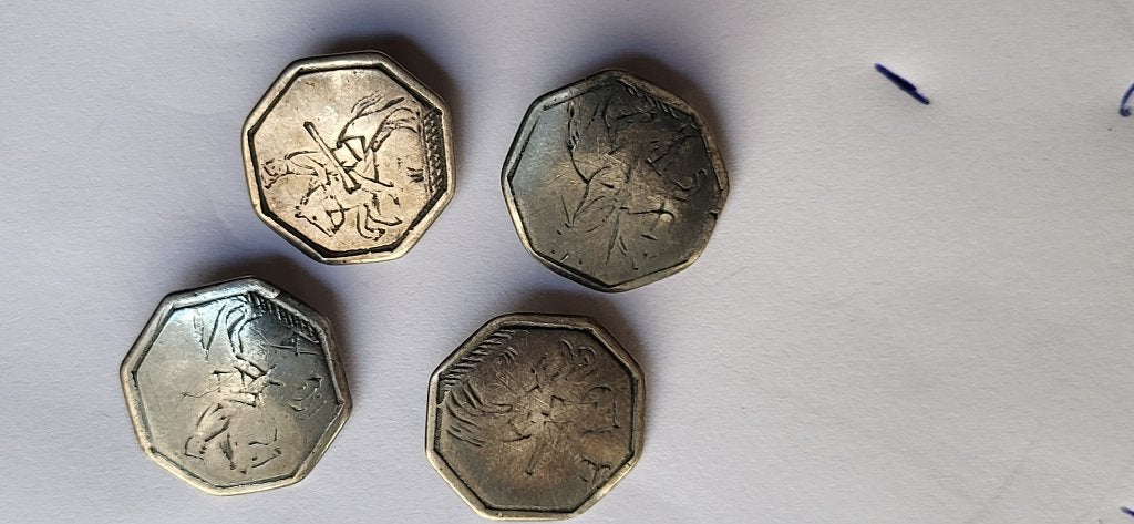 4 Antieke  knopen  zilver Spakenburg ruiter met geweer., Ophalen of Verzenden, Zilver