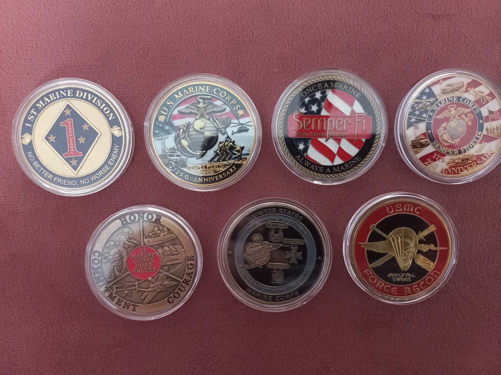 USA Challenge Coins - US Marines Collectie, Ophalen of Verzenden, Landmacht, Amerika, Embleem of Badge