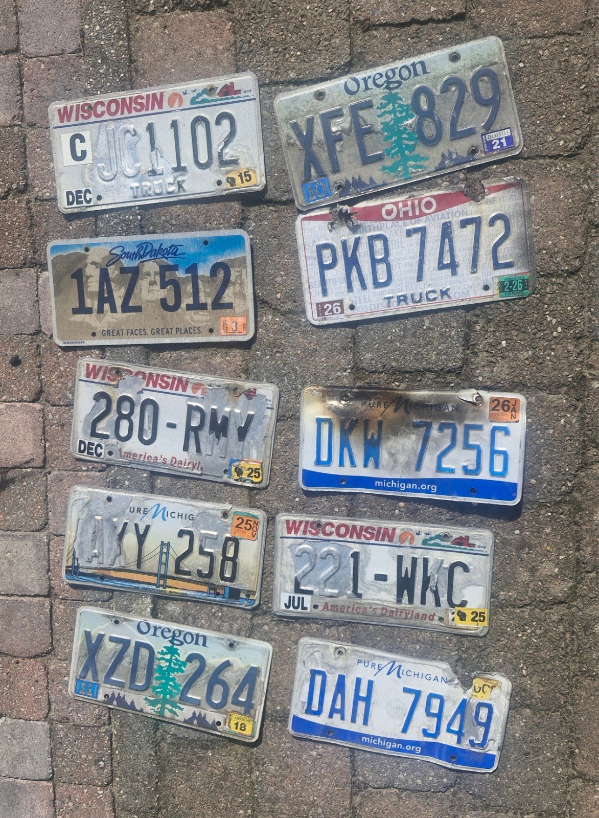 Kentekenplaat set USA Roadkill 10 nummerborden nummerplaten, Verzenden, Gebruikt, Auto's