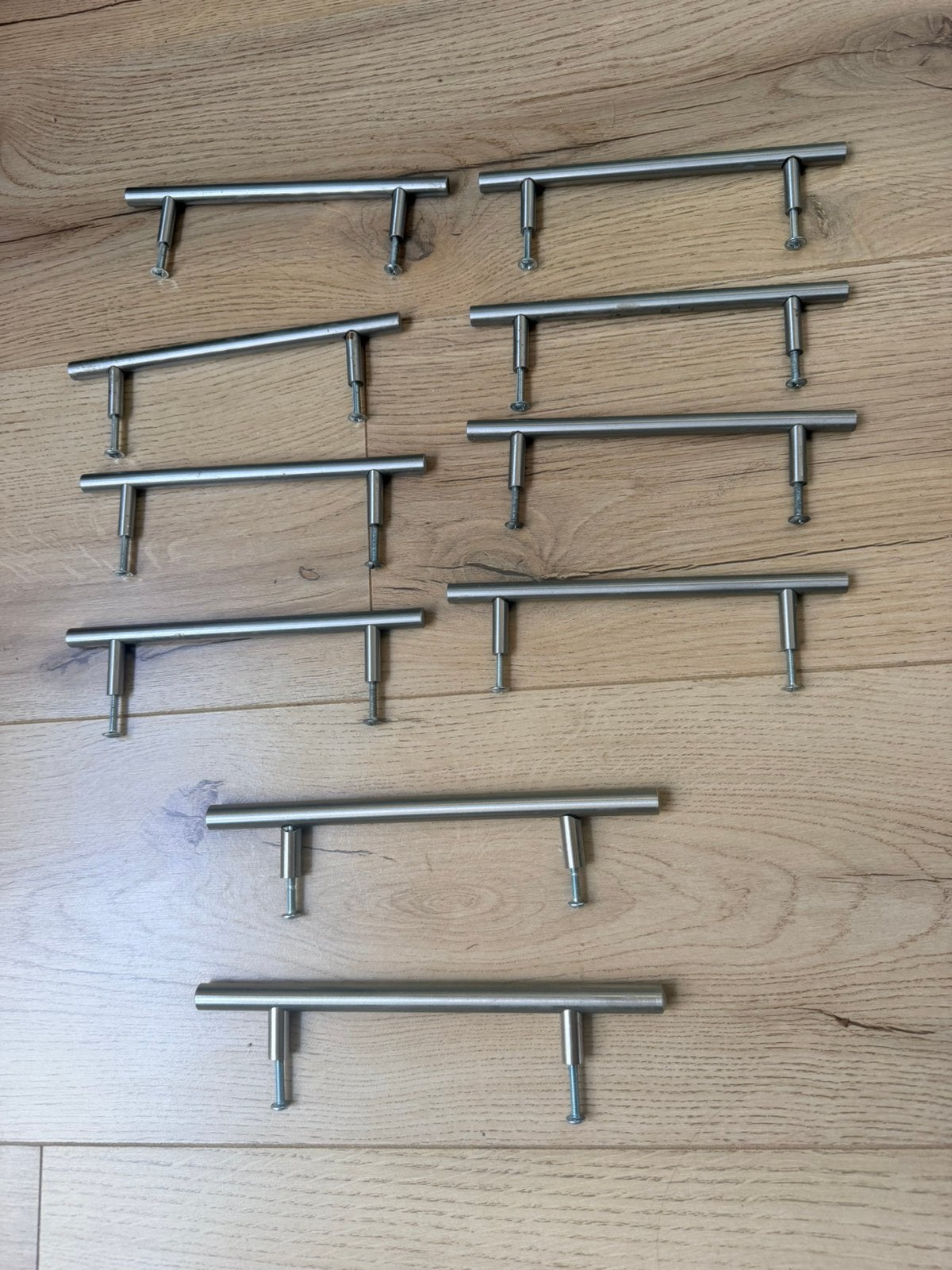 10 RVS keukengrepen 128 mm – 8 klein + 2 groot, Huis en Inrichting, Minder dan 50 cm, Ophalen of Verzenden, Zo goed als nieuw