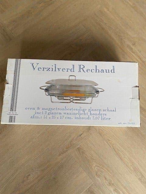 Verzilverd Rechaud met glazen schaal, Ophalen of Verzenden