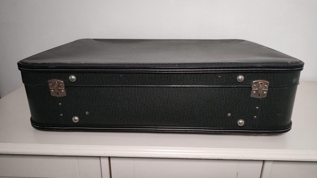 K600 VINTAGE  jaren 50 koffer groen-grijs  HERWALT, Gebruikt, 45 tot 55 cm, 70 cm of meer, 2e hands