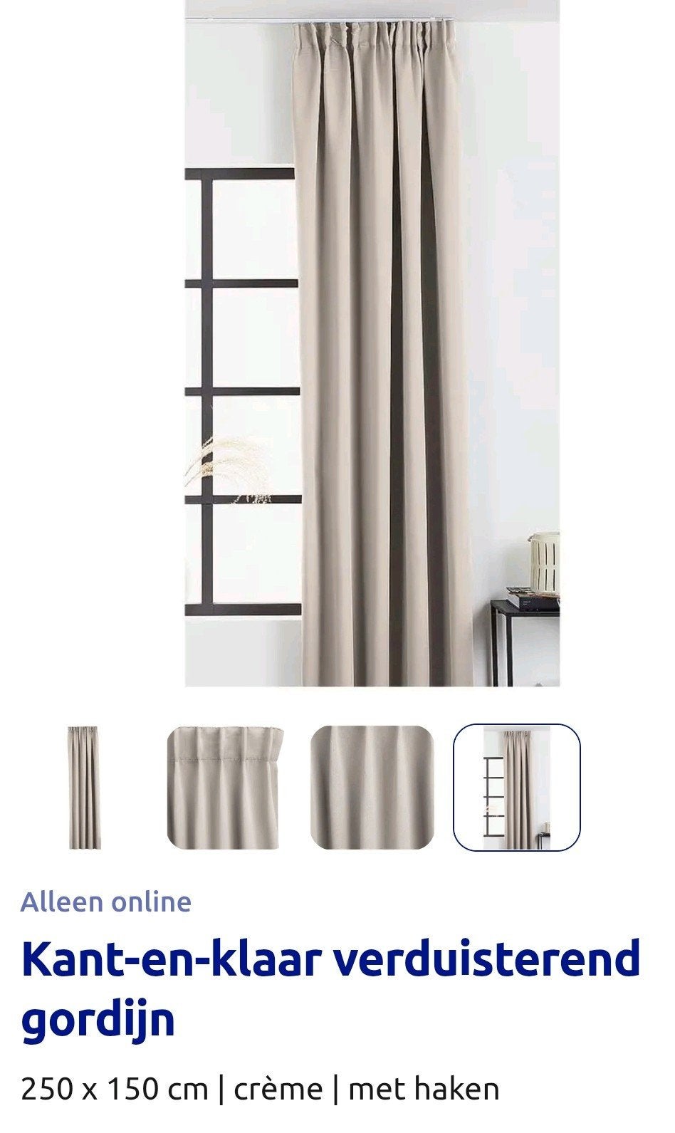 8x Kant-en-klaar verduisterend gordijn 250x150 cm crème, Huis en Inrichting, Stoffering | Gordijnen en Lamellen, Ophalen of Verzenden