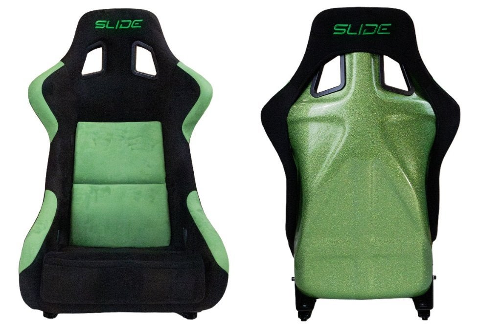 Slide KS2 Kuipstoel groen zwart suede alcantara glitter, Ophalen of Verzenden