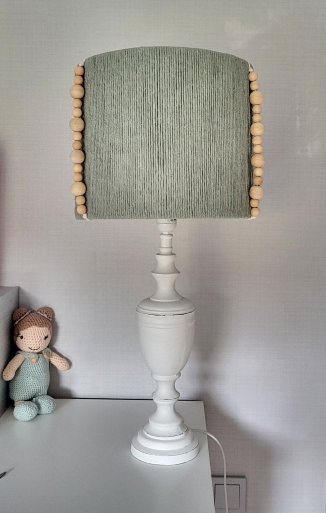 Mooie lampenkap zachtgroen met kralen NEW, Tafellamp, Rond, Nieuw, 30 cm