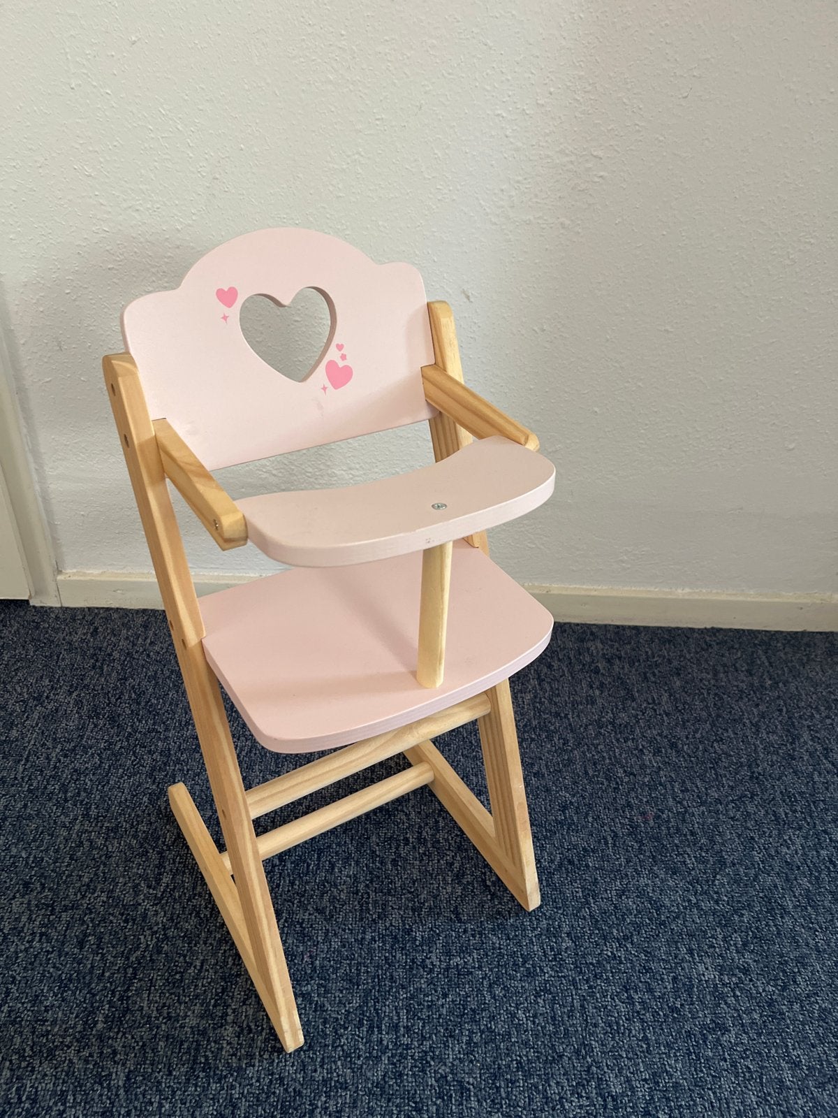 Roze houten poppenstoel met hartjes, Ophalen, Gebruikt, Overige typen