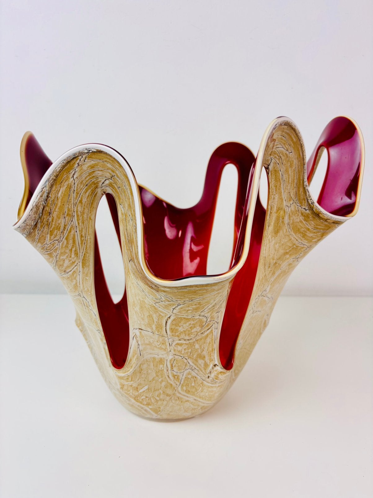 Jozefina Krosno art‑glass vaas – sculpturale centerpiece, Ophalen of Verzenden