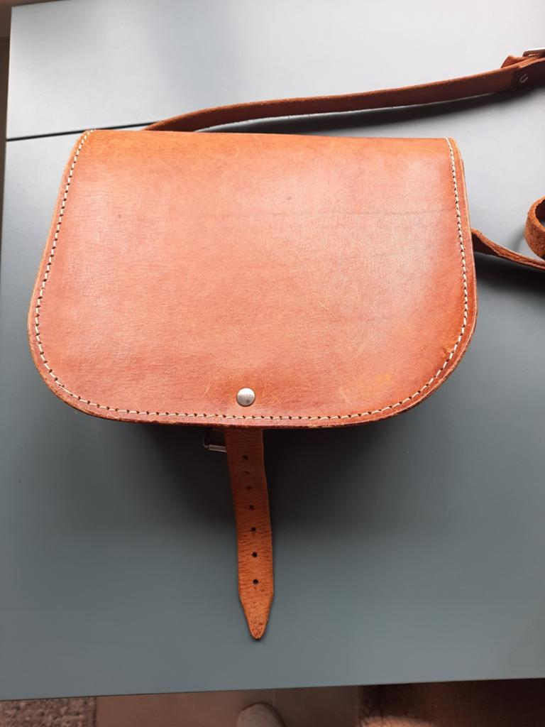 Oud leren retro handtas, Ophalen of Verzenden, Bruin, Handtas