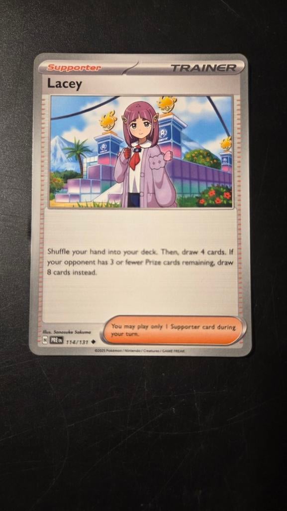 Lacey 114/131 (Prismatic Evolution) Pokémon Kaart Near Mint, Verzenden, Zo goed als nieuw, Losse kaart