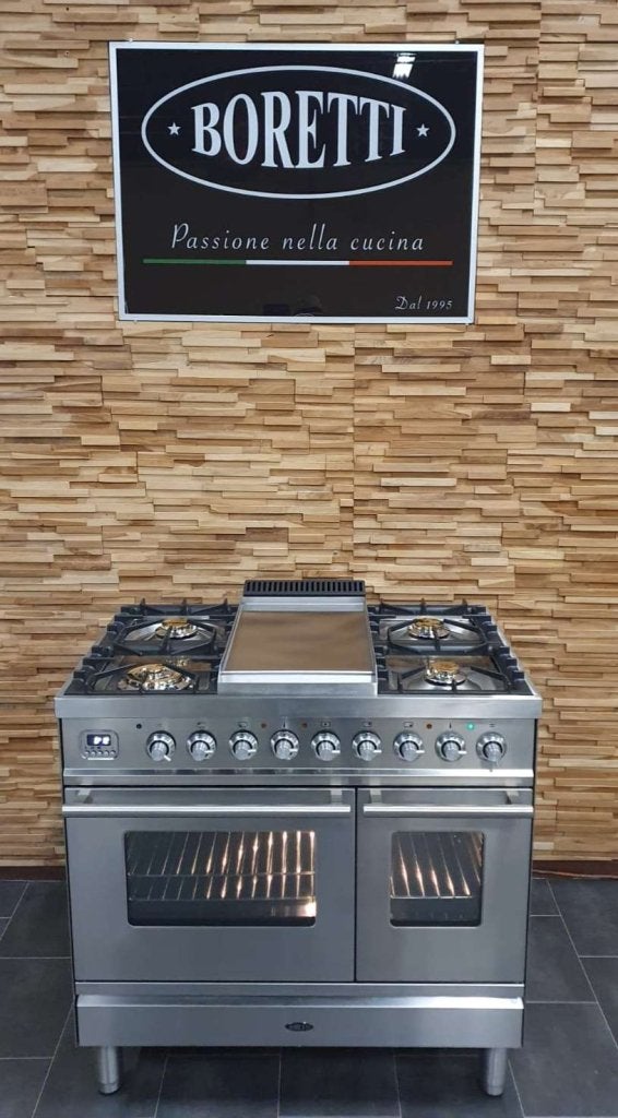 Boretti Fornuis 90cm RVS 2 elektrische ovens Frytop, Witgoed en Apparatuur, Niet ingevuld, 60 cm of meer, Niet ingevuld, Ophalen of Verzenden