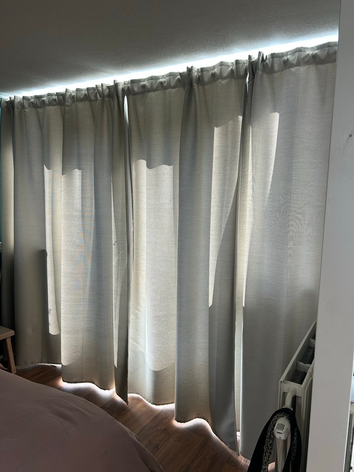 3 sets IKEA Vilborg gordijnen (230x145cm), incl. rails, Ophalen, Gebruikt, Verduisterend, Beige