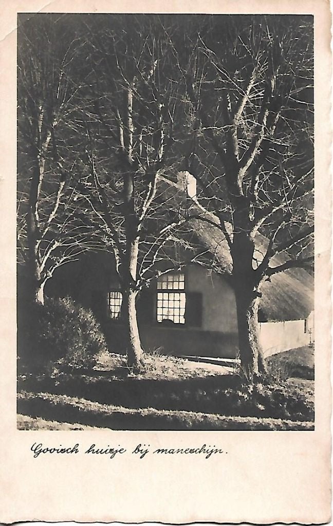 Gooi- -Gooisch huisje bij maneschijn., Verzenden, 1940 tot 1960, Gelopen, Noord-Holland