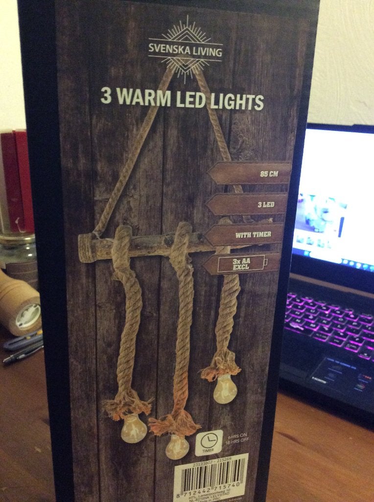 Hangdecoratie hout en touw met led. nieuw, ongeopend, Ophalen of Verzenden, Nieuw, Bruin