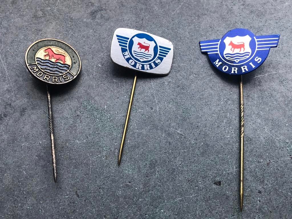 3 Morris speldjes (ook los te koop), Verzamelen, Speldjes, Pins en Buttons, Ophalen of Verzenden, Gebruikt, Merk, Speldje of Pin