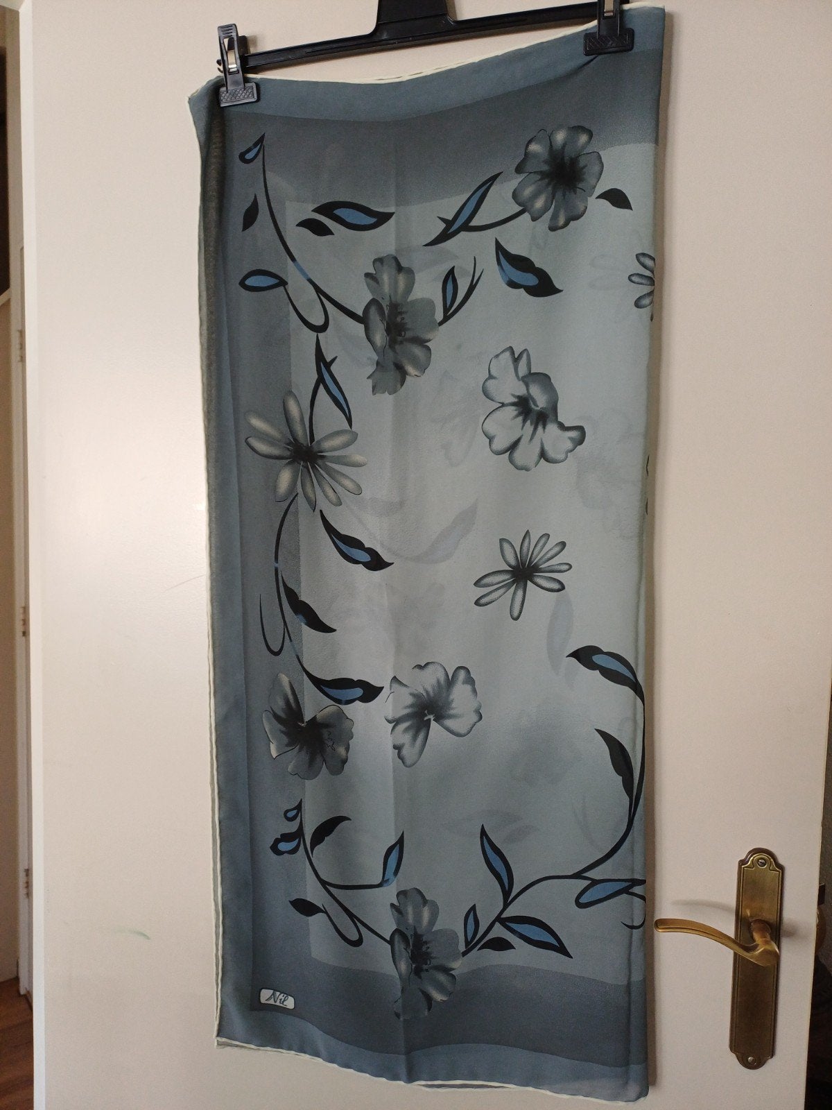 Sjaal met bloemenprint - Blauw/Grijs - 102x98 cm, Nil, Ophalen of Verzenden, Zo goed als nieuw