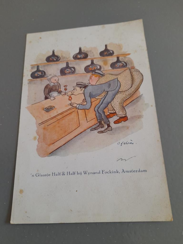 Humorkaart 'n Glaasje Half & Half, Ophalen of Verzenden, 1940 tot 1960, Sterren en Beroemdheden