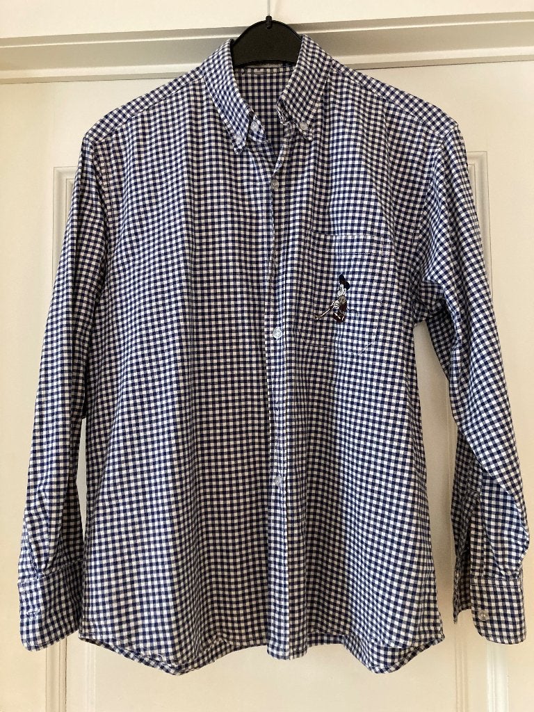 Blauw ruitjes hemd van Donaldson, Blauw, Zo goed als nieuw, Donaldson, Halswijdte 39/40 (M)