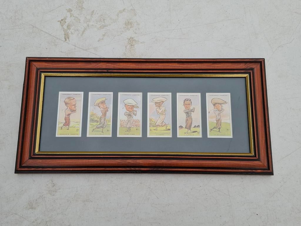 Ingelijste Churchman's Cigarettes golf stickers, Ophalen of Verzenden