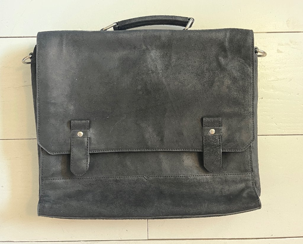 Laptoptas / Aktetas met trolleybevestiging, Zwart, Zo goed als nieuw, Leer, Ophalen