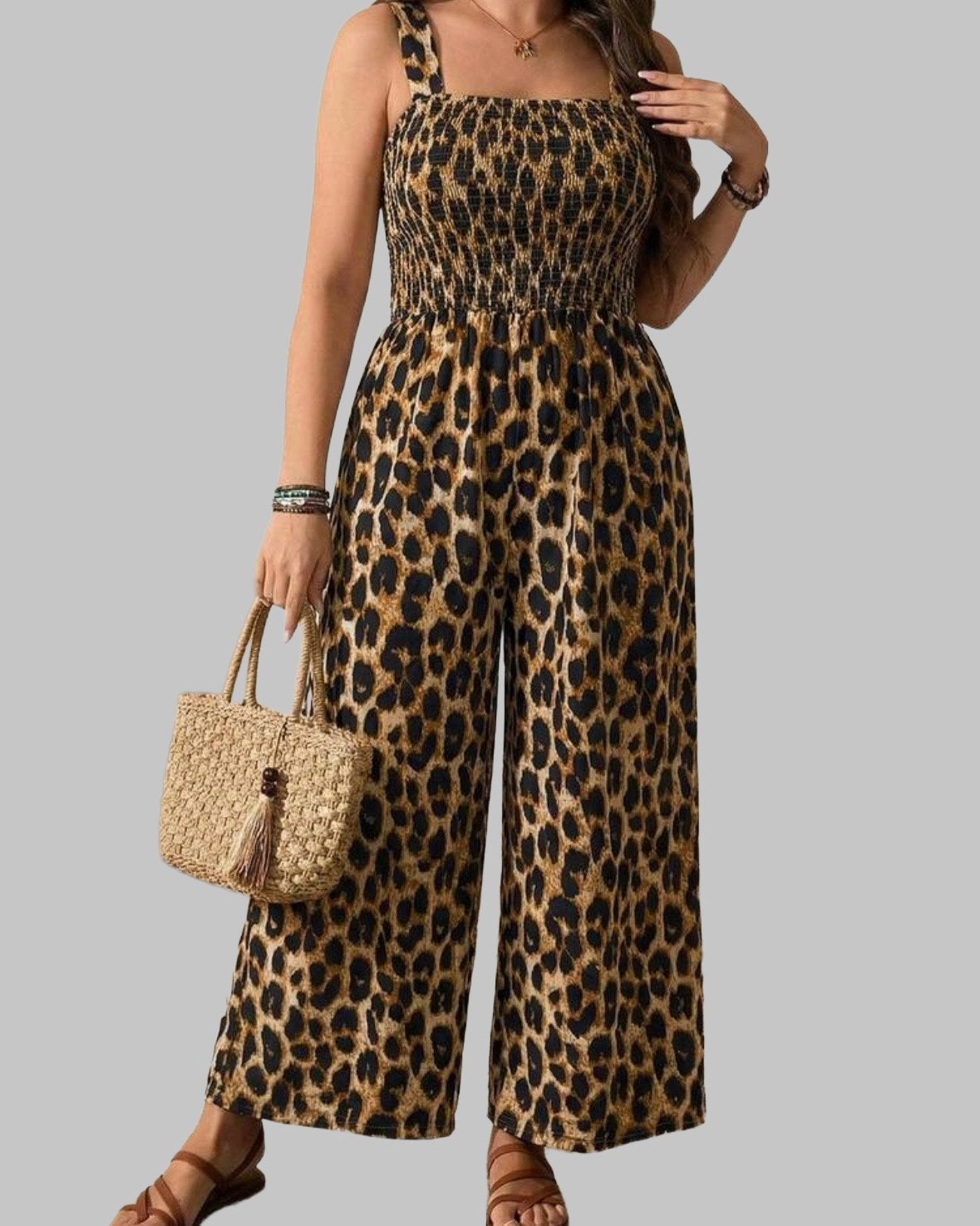 Leopardprint Jumpsuit Bruin (44-52), Kleding | Dames, Verzenden, Nieuw, Bruin, Broek of Spijkerbroek