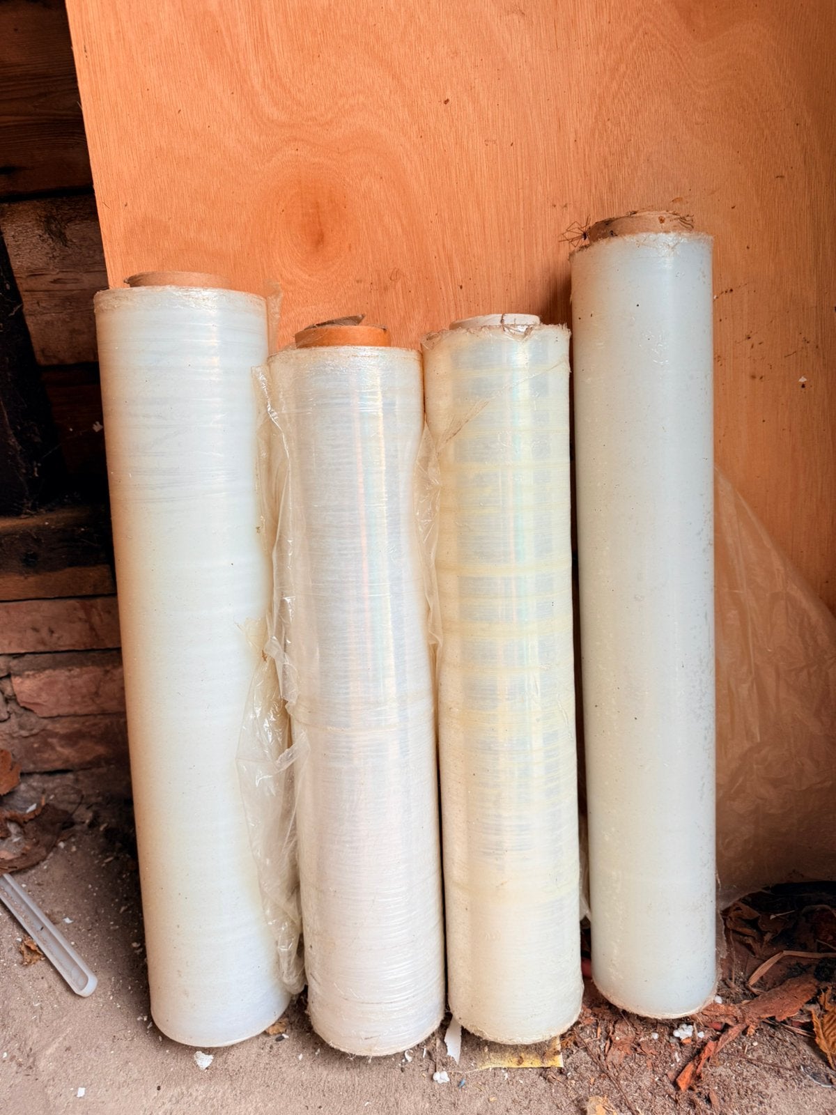 • 4 handwikkelrollen stretch folie. (palletfolie), Ophalen, Gebruikt, 15 m² of meer, Folie