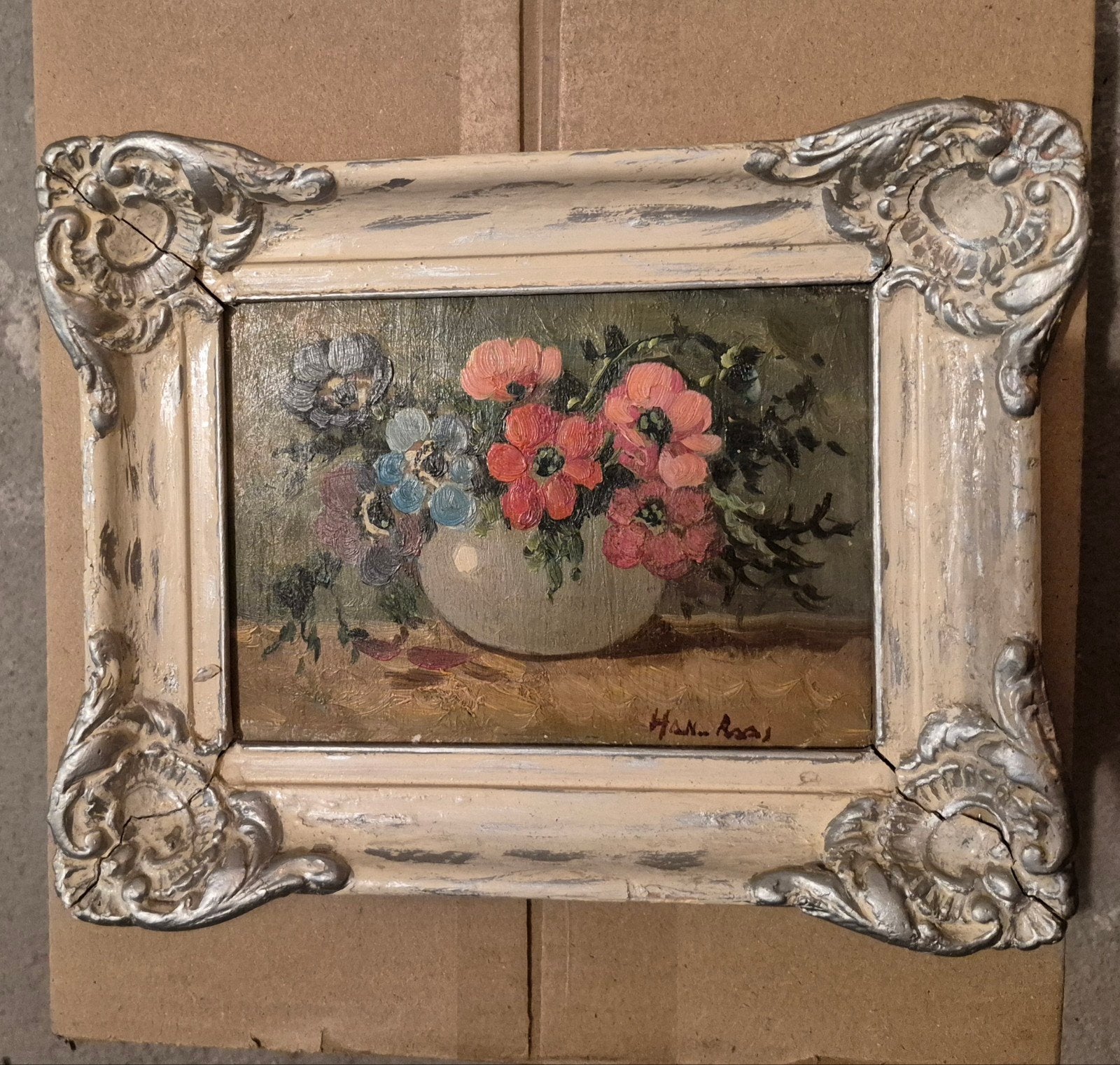 Han Roos Olieverf Schilderij - Bloemenstilleven 17x21cm, Antiek en Kunst, Kunst | Schilderijen | Klassiek, Ophalen