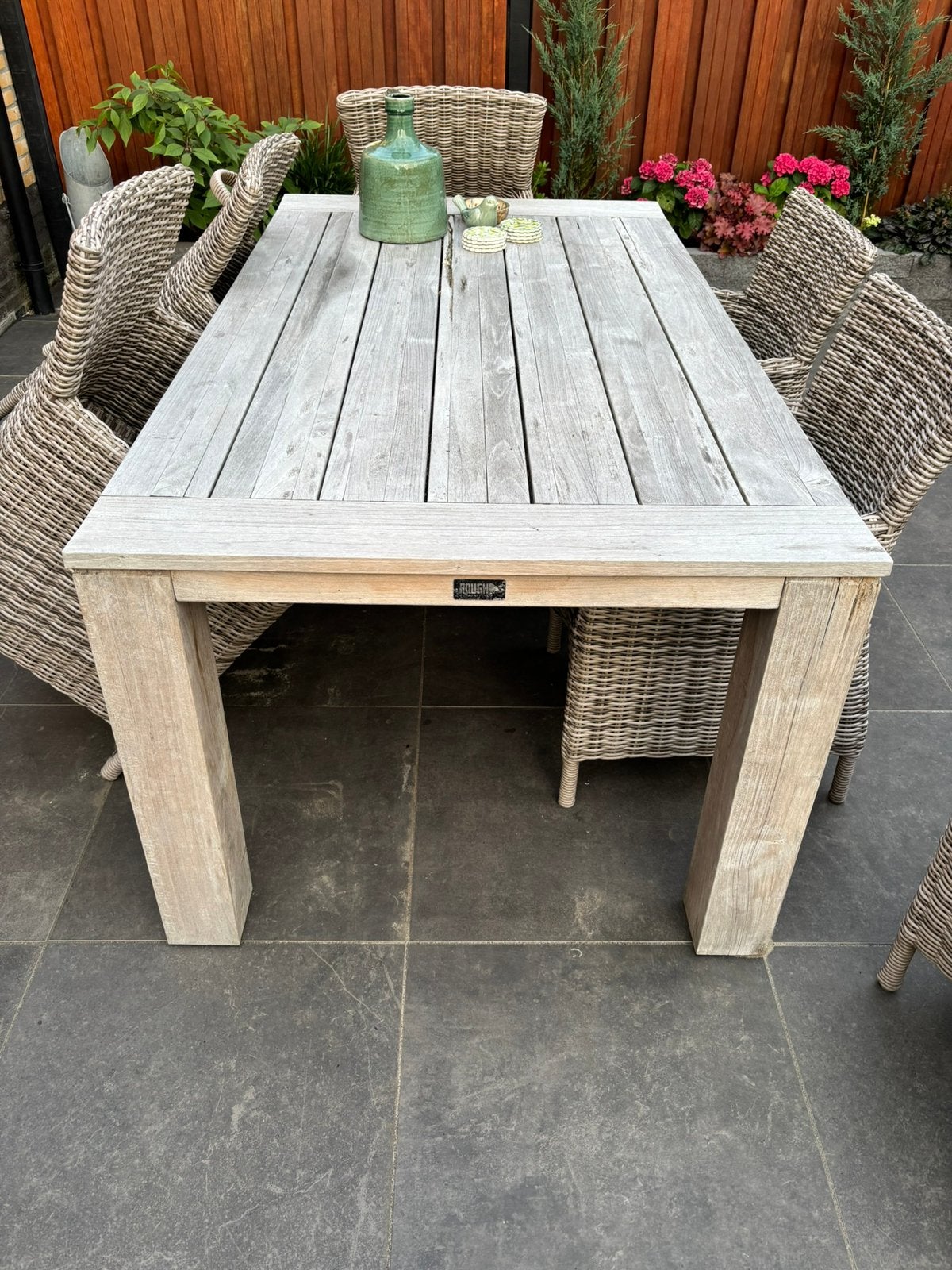Tuintafel van het merk Rough, Tuin en Terras, Tuinsets en Loungesets, Ophalen, Gebruikt, Teakhout