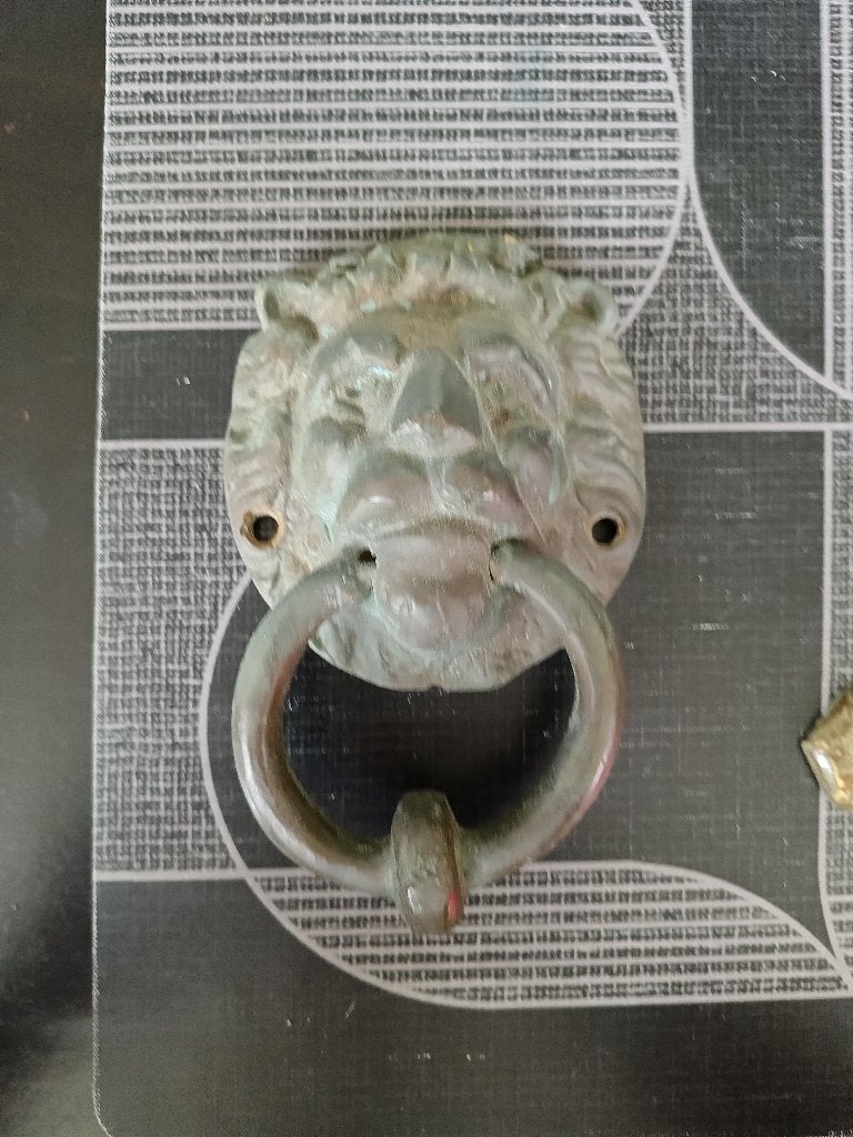 Prachtige vintage leeuwenkop-deurklopper patina brons, Antiek en Kunst, Antiek | Koper en Brons, Brons, Ophalen of Verzenden