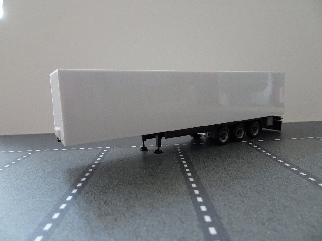 74 herpa 3-as kasten oplegger wit 1:87 truck trein blanco, Ophalen of Verzenden, Nieuw, Bus of Vrachtwagen, Herpa