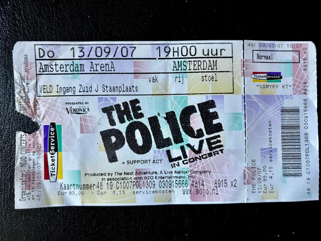 The Police – Origineel concertkaartje 2007 (Amsterdam ArenA), Tickets en Kaartjes