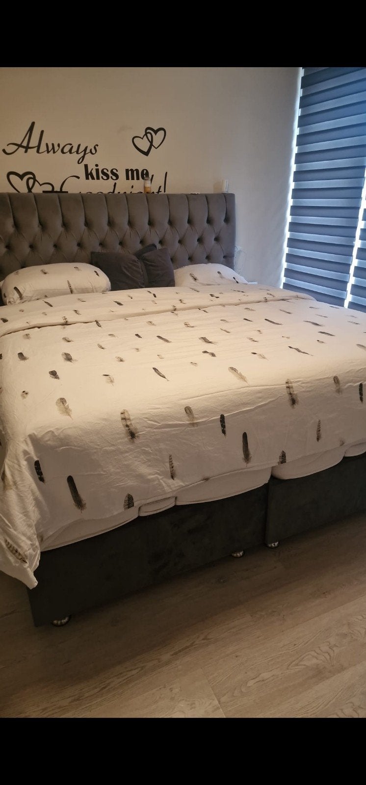 Boxspring 180x200 opbergruimte grijs velvet stof MOET WEG, Ophalen, Tweepersoons, Velvet met opbergruimte, 180 cm