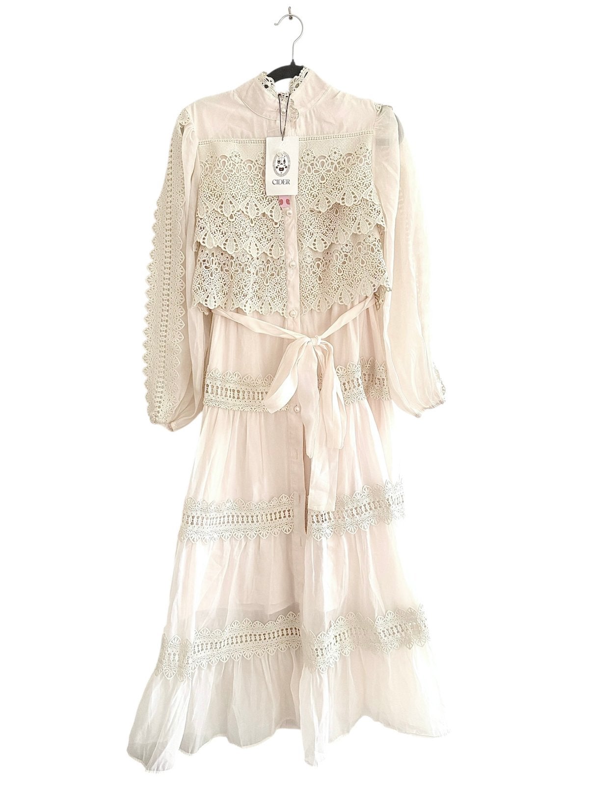 Lange romantische jurk creme Cider nieuw met label, Kleding | Dames, Beige, Nieuw, Ophalen of Verzenden, Maat 36 (S)