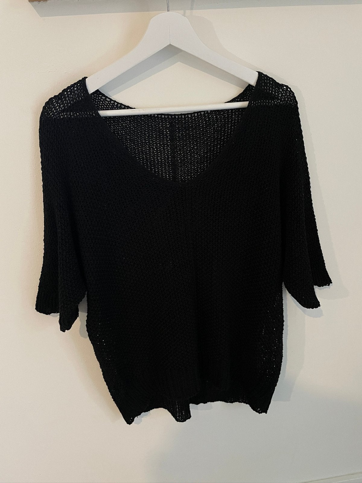 Zwart fijn gehaakt tuniek top truitje sweater mt 40, Ophalen of Verzenden, Zo goed als nieuw, Maat 38/40 (M), Zwart