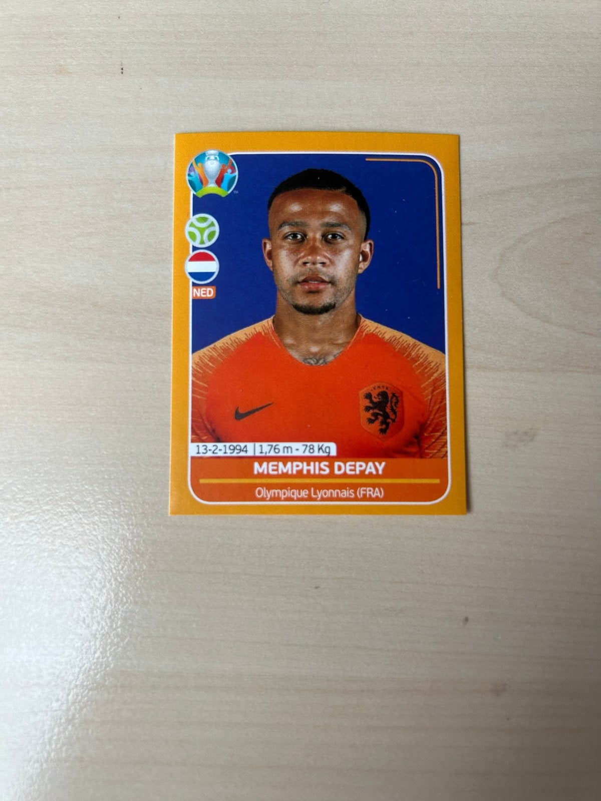Memphis Depay Panini UEFA EURO 2020 Voetbalsticker, Ophalen of Verzenden, Zo goed als nieuw, Sport