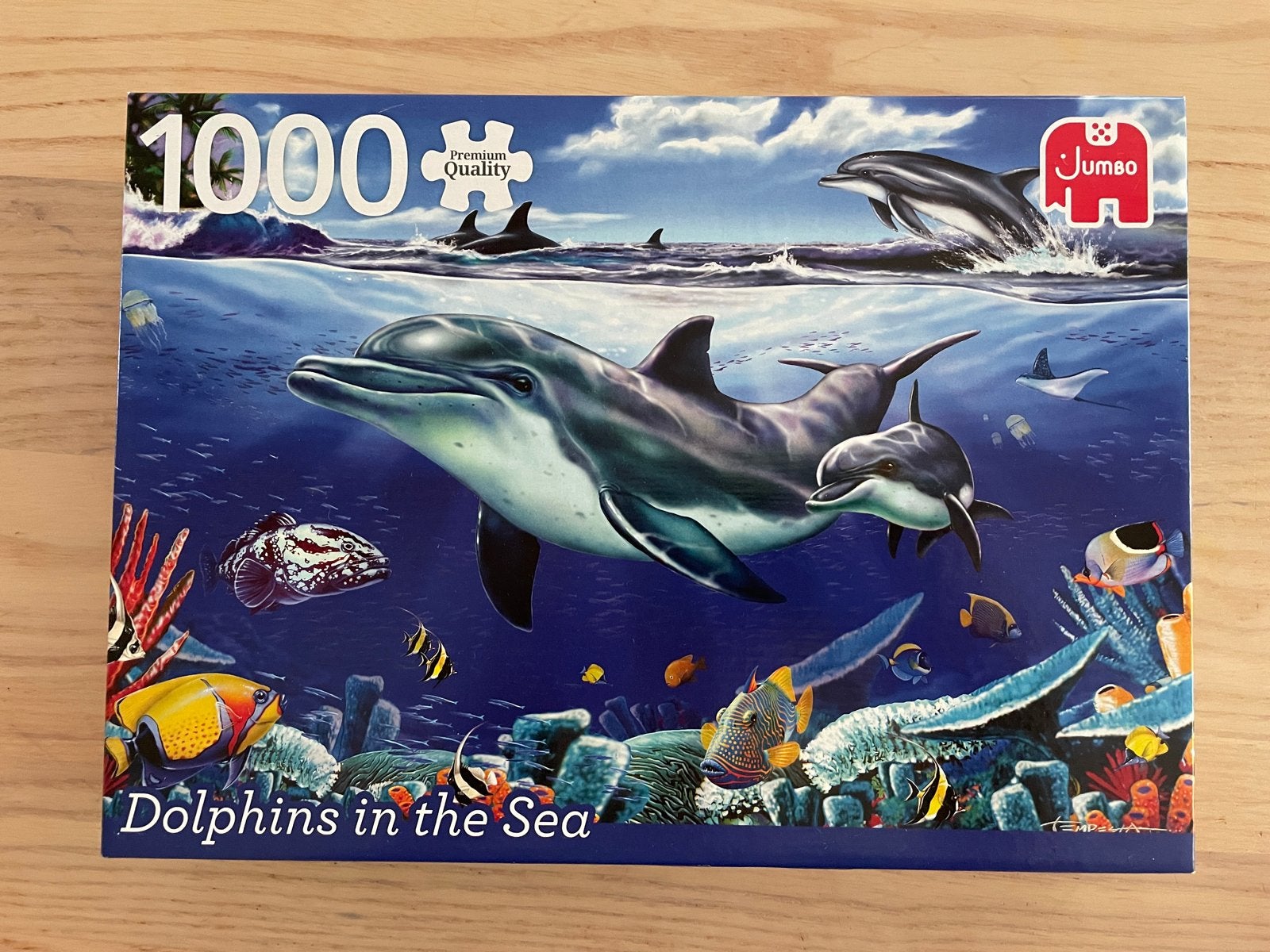 Jumbo Legpuzzel 1000 stukjes - Dolfijnen in Zee, Ophalen of Verzenden, 500 t/m 1500 stukjes, Zo goed als nieuw, Legpuzzel