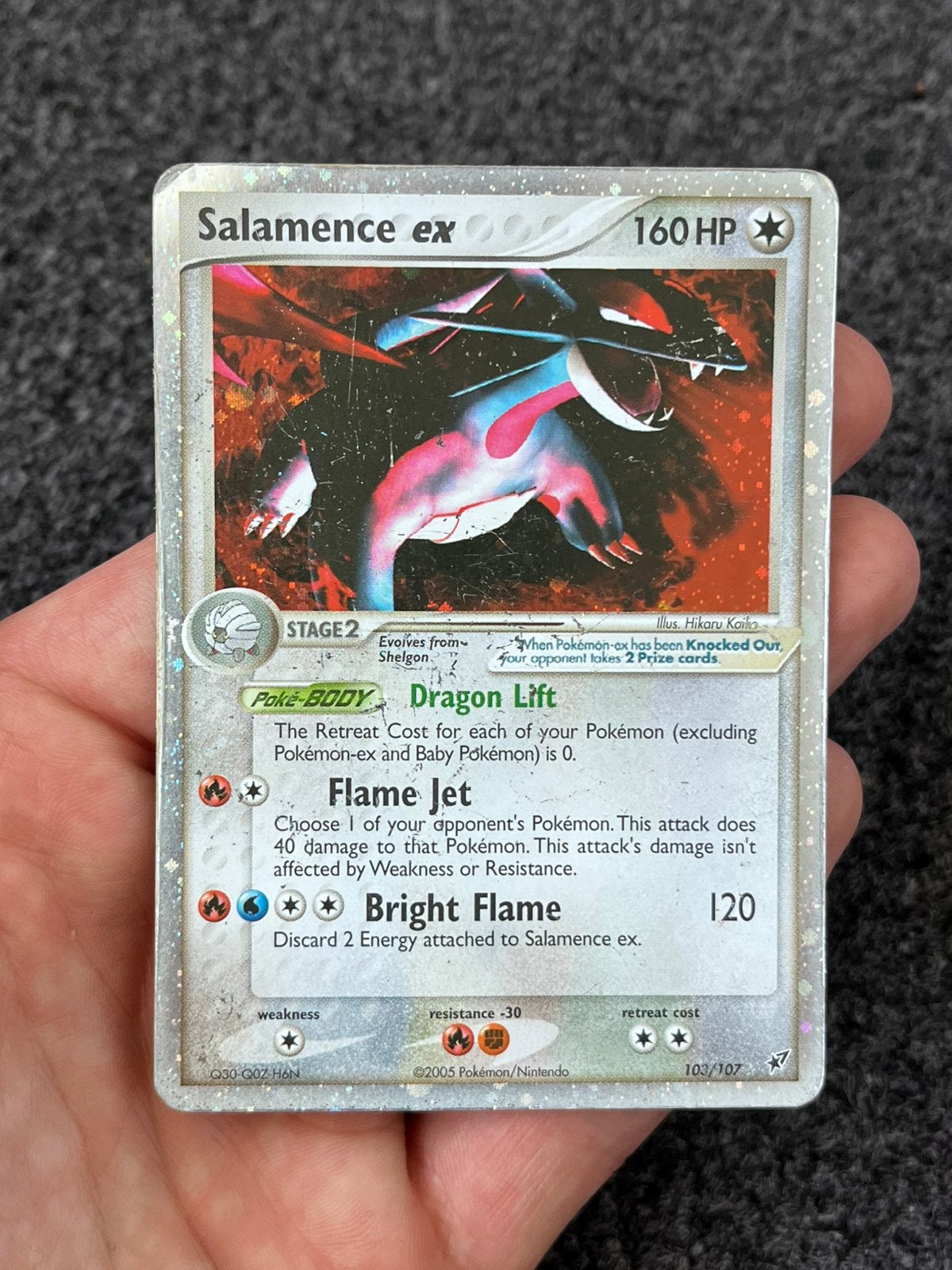 Pokémon Salamence ex holo #103 ex Deoxys, Ophalen of Verzenden, Zo goed als nieuw, Losse kaart, Foil