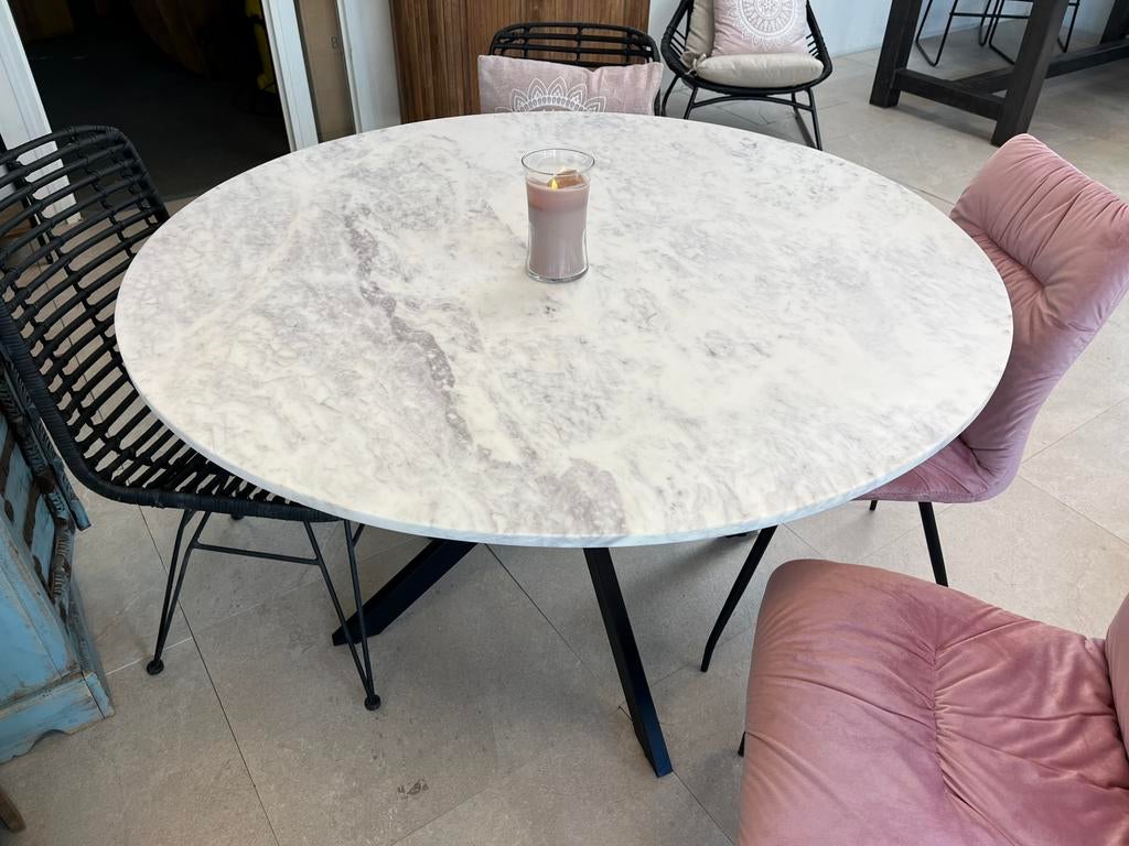 Magazijn Leegverkoop Ronde eettafel Marble Wit marmer matrix, Nieuw, Ophalen of Verzenden, Info@wkhome.nl, Argonweg 20 Amersfoort