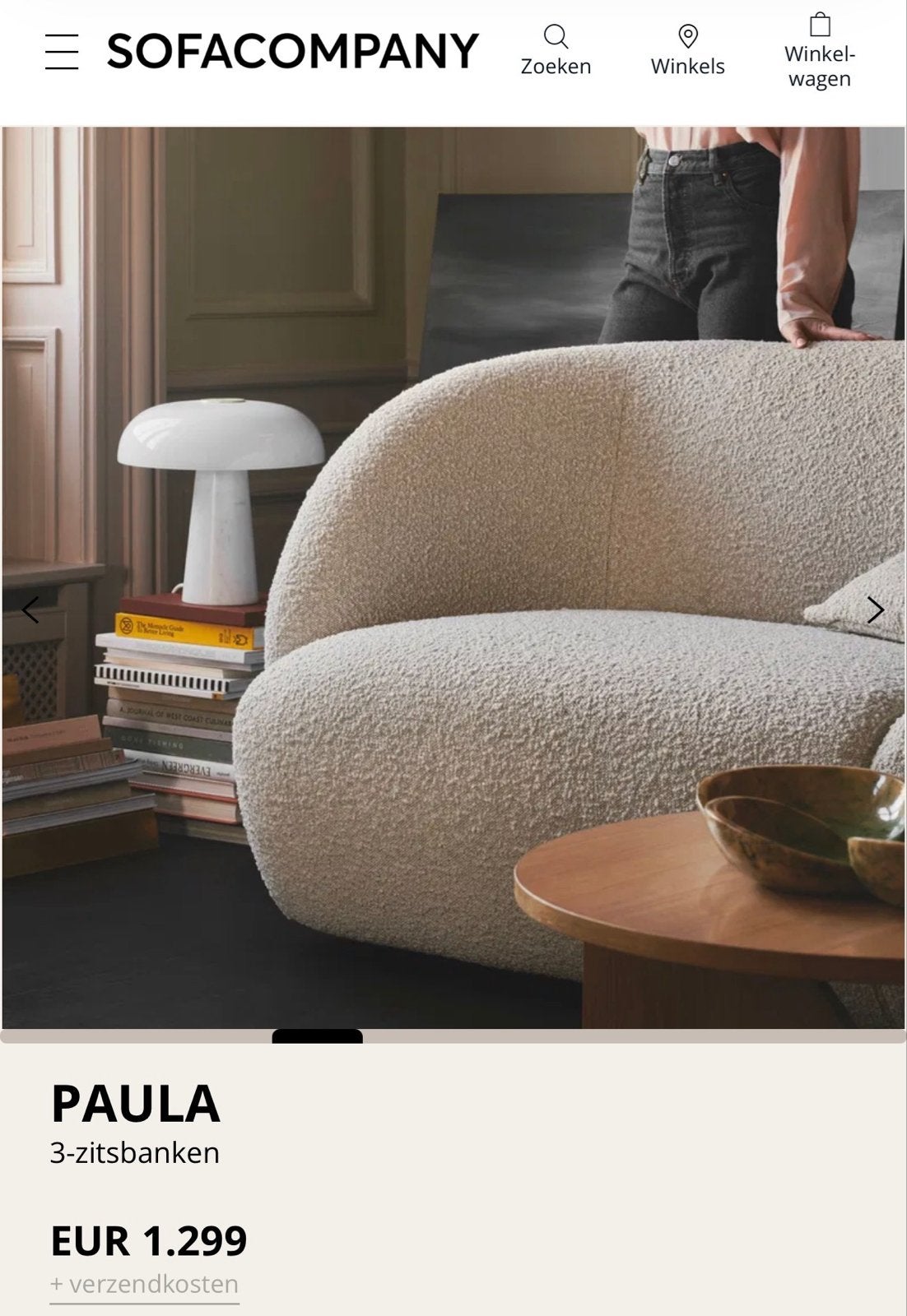 De Paula 3-zitsbank van Sofacompany - kleur Maya Cream, Ophalen, Gebruikt, Driepersoons, 75 tot 100 cm