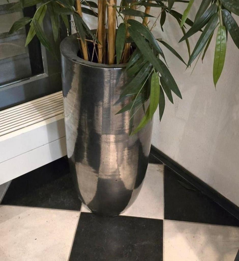 Grote zilverkleurige IKEA vaas/plantenbak, Huis en Inrichting, Woonaccessoires | Vazen, Ophalen, Overige materialen, Gebruikt