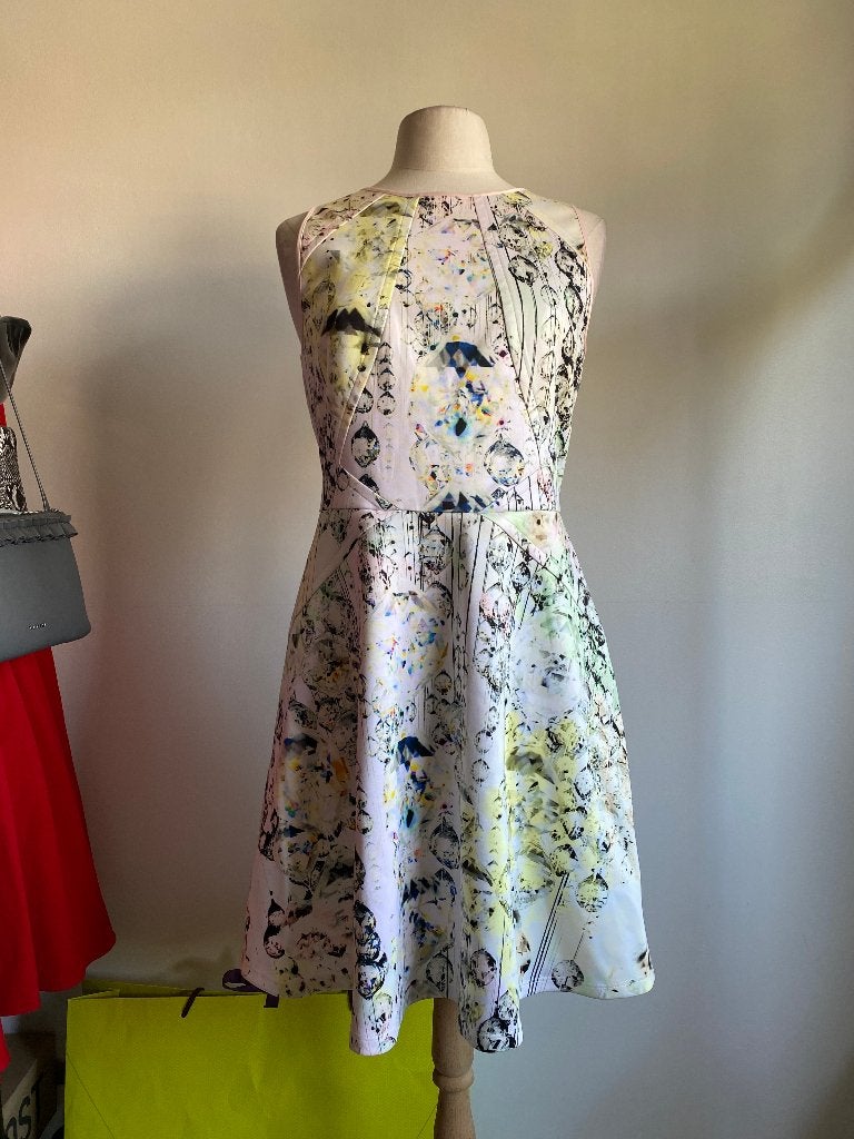 Ted Baker A-lijn jurk Sapira print - Maat 3 (38/40), Kleding | Dames, Maat 38/40 (M), Wit, Ophalen of Verzenden, Zo goed als nieuw