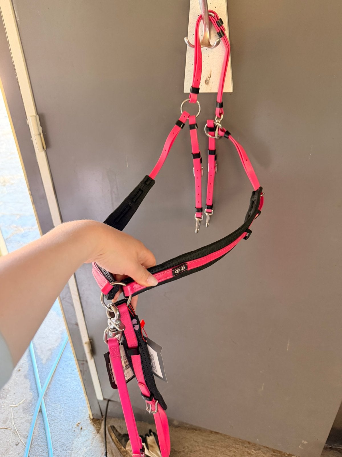 Roze/zwart biothane borsttuig – nieuw met kaartjes, Dieren en Toebehoren, Paarden en Pony's | Hoofdstellen en Tuigage, Ophalen of Verzenden