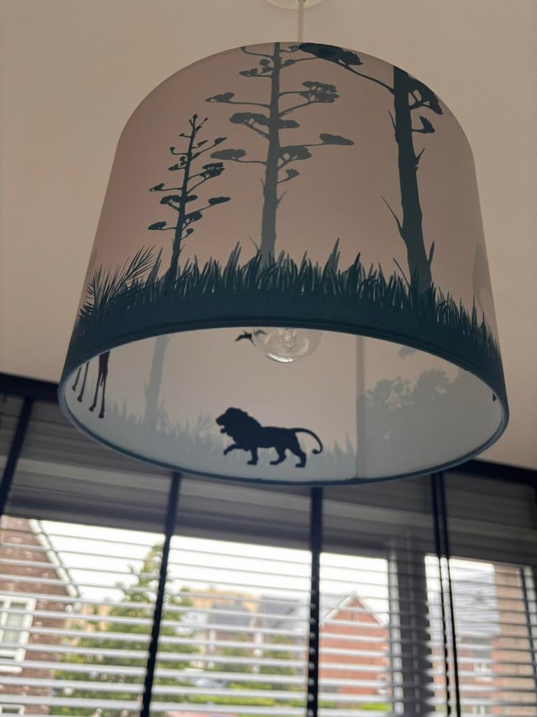 Kinderlamp met safari dieren - Plafondlamp, 25 tot 50 cm, Rond, Ophalen of Verzenden, Zo goed als nieuw