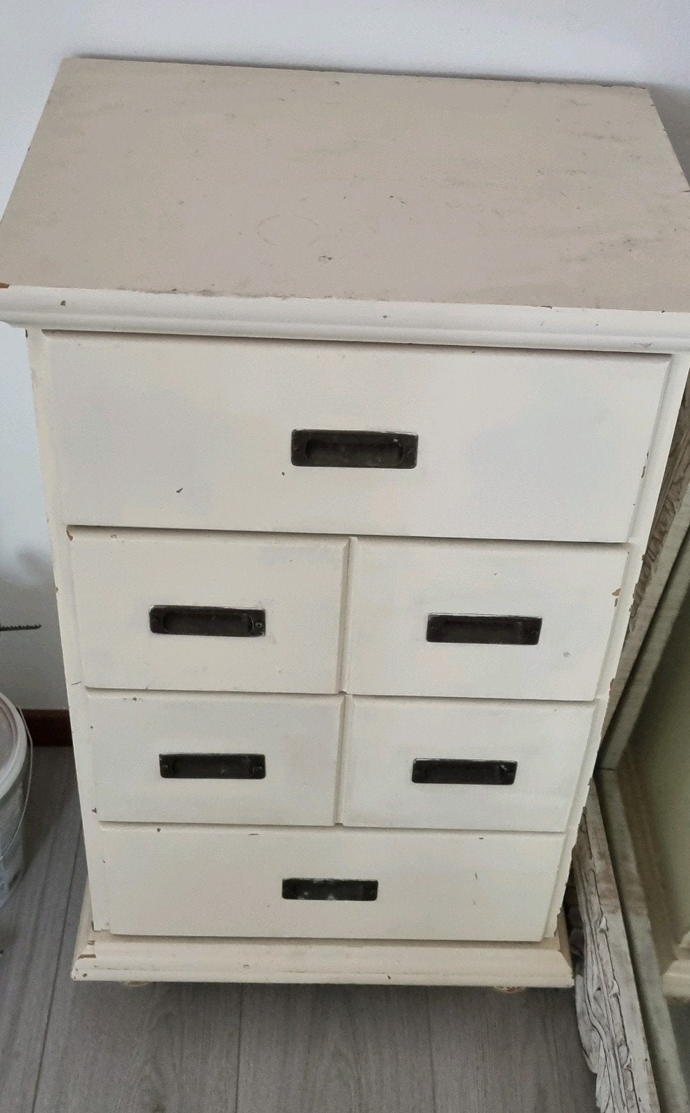 Crème ladekastje met 4 laden - Vintage stijl, Ophalen, Minder dan 50 cm, Gebruikt, 5 laden of meer